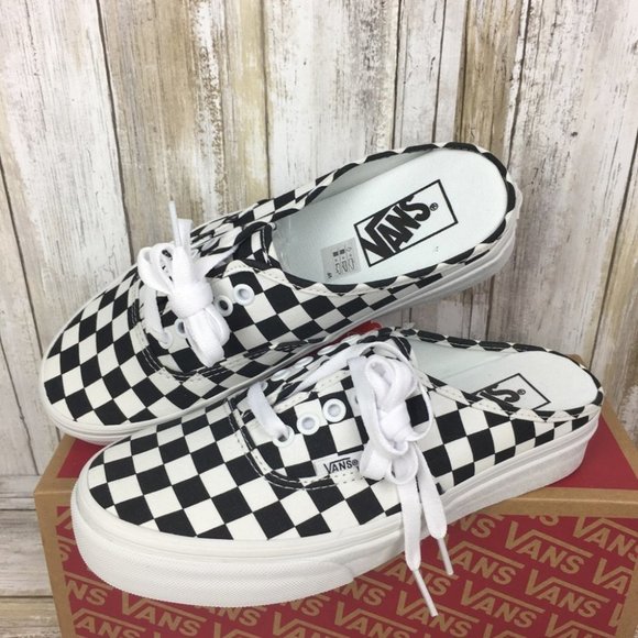 Vans Shoes - Vans Authentic Mule Checkerboard Black/Truwht🏁 AUA